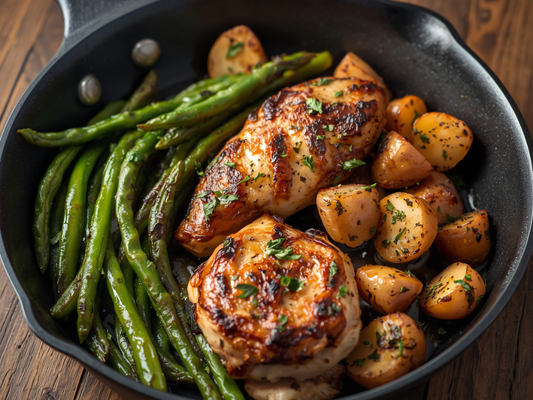 Pan Roasted Green Beans, Potatoes & Chicken + Your Favorite Rub